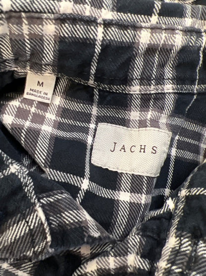 Jachs Men's Black/Ivory Plaid Long Sleeve Button Up Flannel Jacket - M image 3