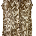 Chico’s Women’s Brown/White Sleeveless Sheer Button Up Hi-Low Blouse - 0/US S