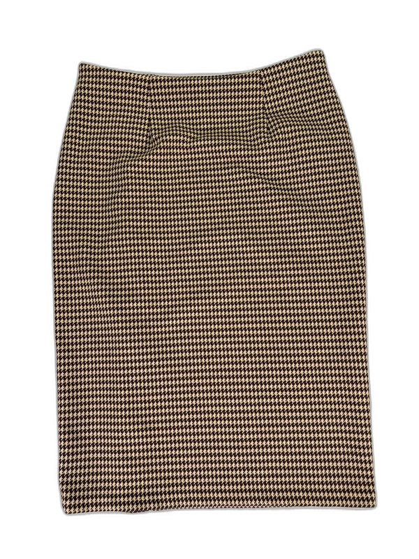Lauren Ralph Lauren Women's Brown Houndstooth Side Zip Straight Skirt - S image 2