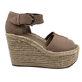 Marc Fisher Women's Tan Alita Suede Espadrille Platform Wedge Sandals - 7