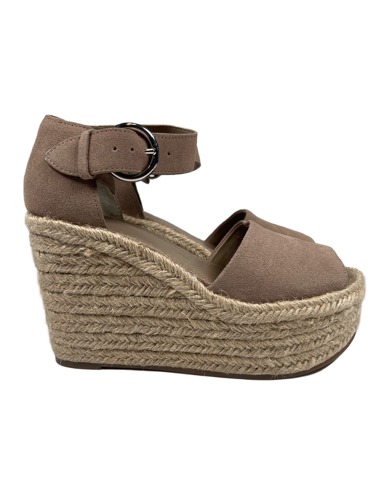 Marc Fisher Women's Tan Alita Suede Espadrille Platform Wedge Sandals - 7