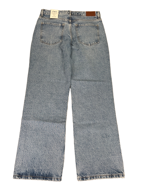 Zara Women's Light Wash Button Fly Straight Leg Mid Rise Ankle Denim Jeans - 4 image 2