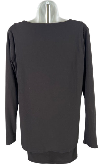 White House Black Market Women’s Black Long Sleeve Layered Blouse - S image 3