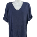 Lauren Ralph Lauren Women's Navy Blue Short Sleeve V-Neck Shirt - Plus 1X