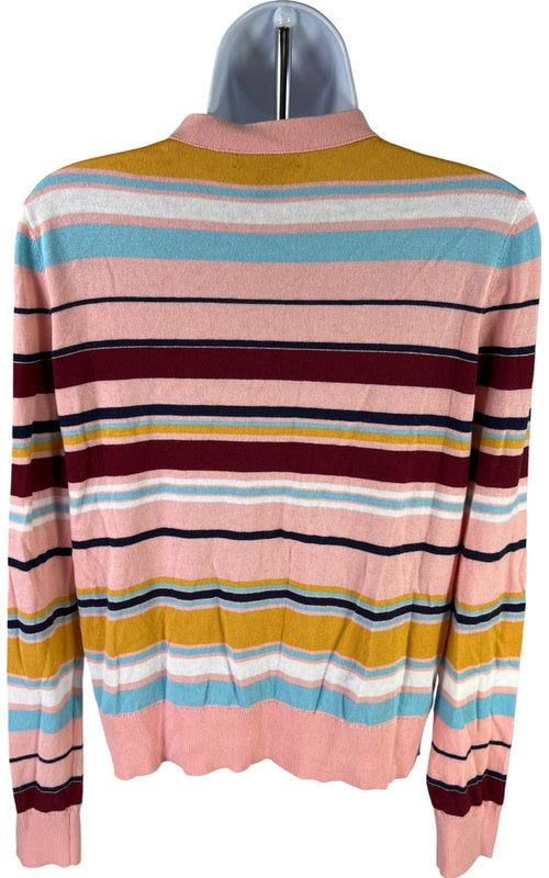 Halogen Women’s Pink Striped Thin Knit Long Sleeve Cardigan Sweater - S image 3