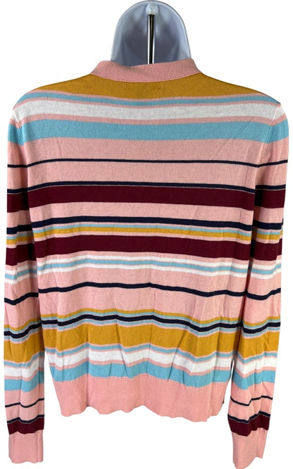 Halogen Women’s Pink Striped Thin Knit Long Sleeve Cardigan Sweater - S image 3