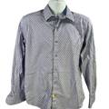 Robert Graham Men's Blue Striped Button Up Flip Cuff Classic Dress Shirt - M
