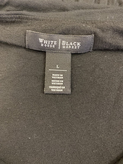 White House Black Market Womens Black Long Sleeve V-Neck Pleated Front Blouse -L image 3