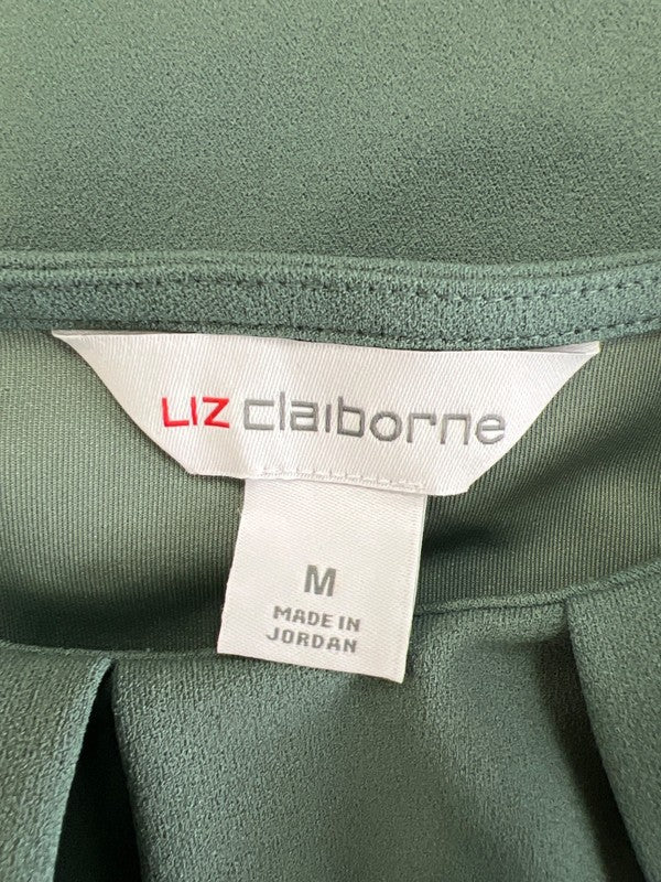 Liz Claiborne Women's Green Short Sleeve Pleated Front Blouse - M image 3