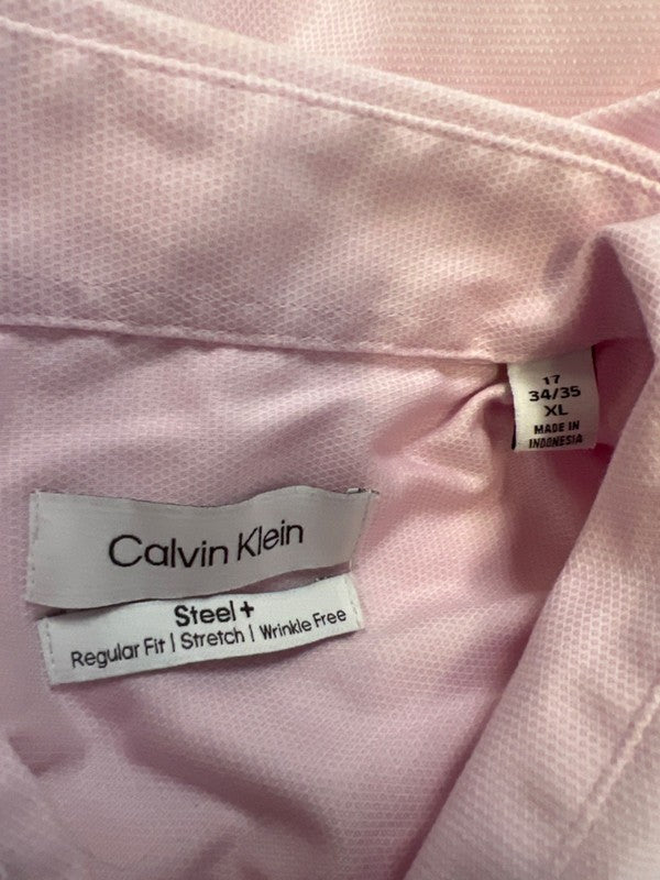 Calvin Klein Men's Pink Steel+ Long Sleeve Button Up Shirt - 17/XL image 3