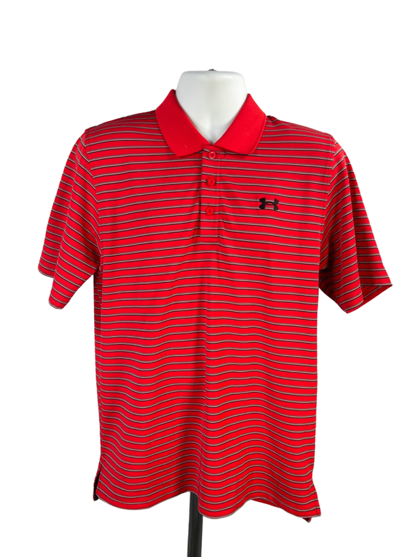 Under Armour Men's Striped Heatgear Short Sleeve Golf Polo Shirt - M