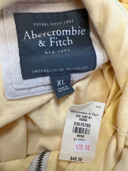 Abercrombie & Fitch Men's Yellow/White Cotton Graphic Zip Up Hooded Jacket - XL image 3