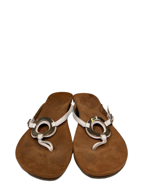 Vionic Women's White/Brown Park Orchid Toe-Post Adjustable Wedge Sandals - 8.5 image 2