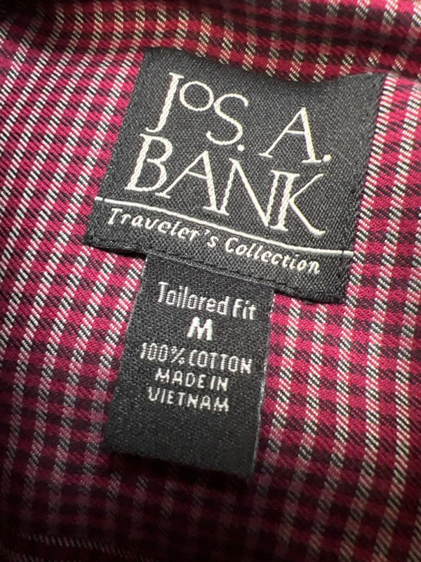 Jos A Bank Men's Purple Plaid Tailored Fit Long Sleeve Button Up Shirt - M image 3