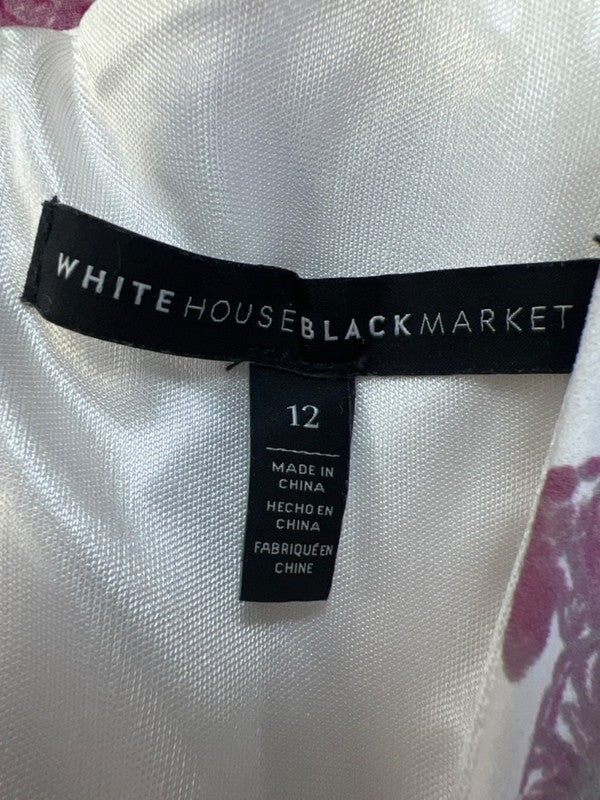 White House Black Market Women's White/Purple Floral Sleeveless Midi Dress - 12 image 3
