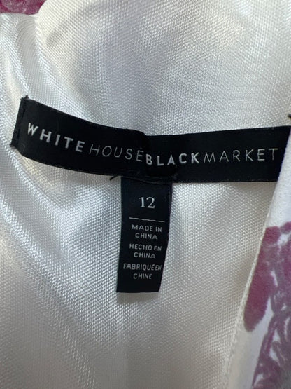 White House Black Market Women's White/Purple Floral Sleeveless Midi Dress - 12 image 3