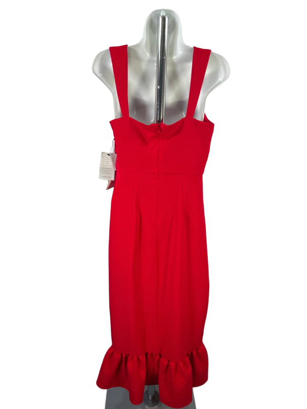 Laundry By Shelli Segal Women's Red Ruffle Hem Slit Sleeveless Midi Dress - 6 image 2