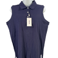 Ashworth Women's Blue Cotton Sleeveless Polo Shirt - M