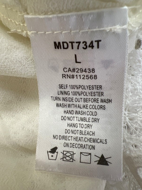 Miss Me Women's Ivory/White Crochet Semi-Sheer Sleeveless Blouse - L image 4