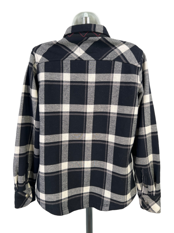 Orvis Women's Black Plaid Fleece Lined Snap Button Flannel Shirt Jacket - S image 2