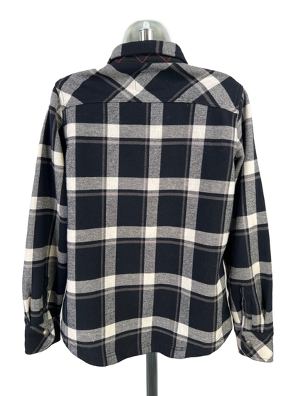 Orvis Women's Black Plaid Fleece Lined Snap Button Flannel Shirt Jacket - S image 2