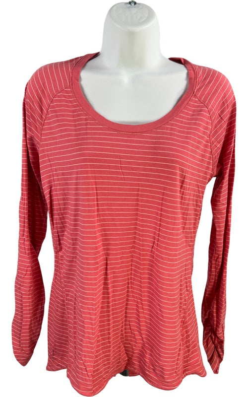 Calia Women’s Pink Striped High-Low Long Sleeve T-Shirt - L image 2