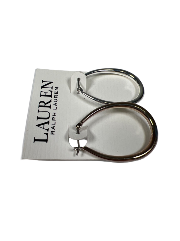 Lauren Ralph Lauren Women's Silver Tone Oval Hoop Earrings image 3