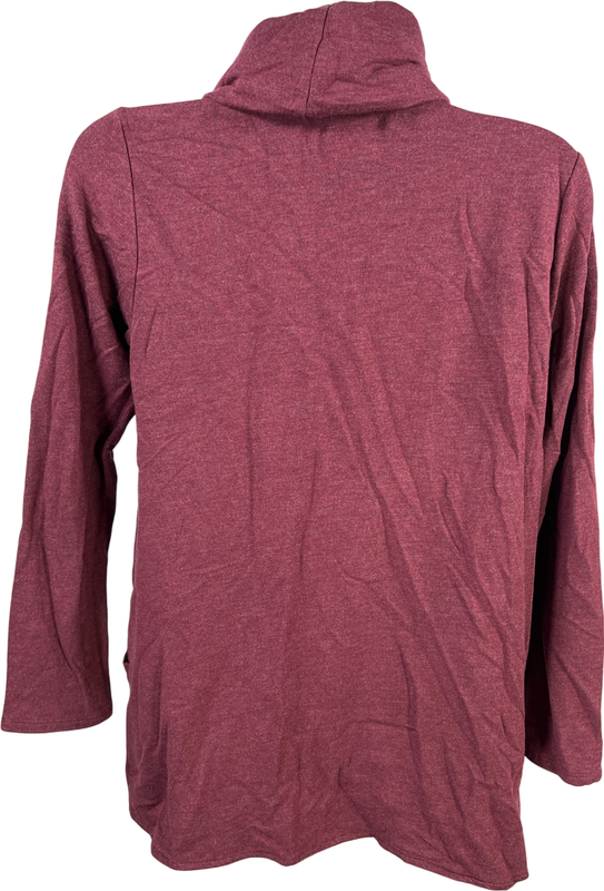 Pure J.Jill Women’s Burgundy Long Sleeve Cowl Neck Pocket Front Shirt - S Petite image 2