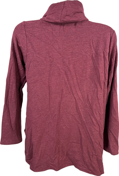 Pure J.Jill Women’s Burgundy Long Sleeve Cowl Neck Pocket Front Shirt - S Petite image 2