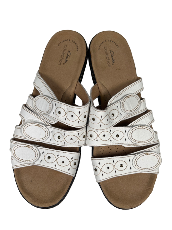 Clarks Collection Women's White Leisa Cacti Strappy Hook-And-Loop Sandals - 9 image 3
