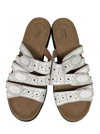 Clarks Collection Women's White Leisa Cacti Strappy Hook-And-Loop Sandals - 9 image 3