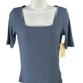 Joie Women's Blue Ribbed Short Sleeve T-Shirt - S