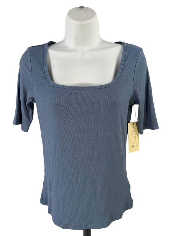 Joie Women's Blue Ribbed Short Sleeve T-Shirt - S
