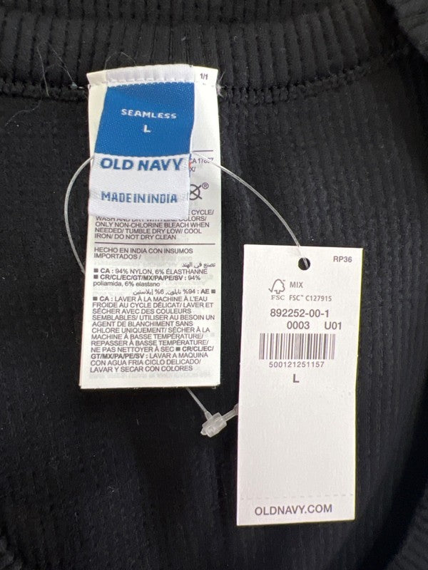 Old Navy Women's Black Ribbed High Neck Seamless Cropped Tank Top - L image 3