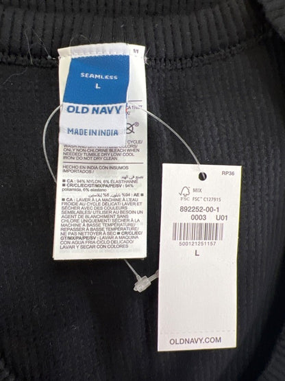 Old Navy Women's Black Ribbed High Neck Seamless Cropped Tank Top - L image 3