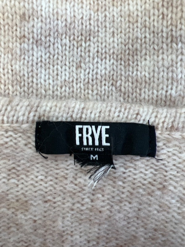 Frye Women's Beige Cable Knit V Neck Balloon Long Sleeve Sweater - M image 3