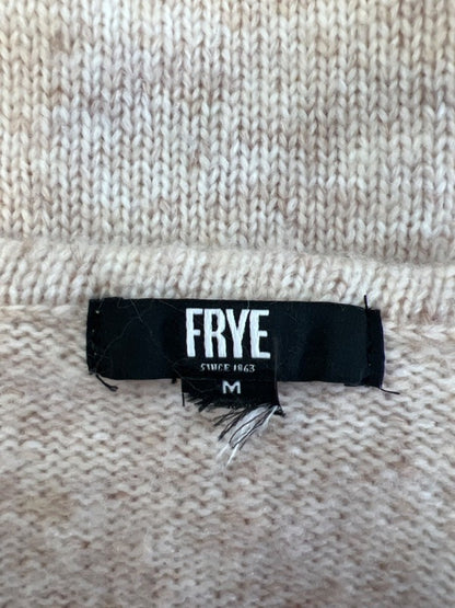 Frye Women's Beige Cable Knit V Neck Balloon Long Sleeve Sweater - M image 3