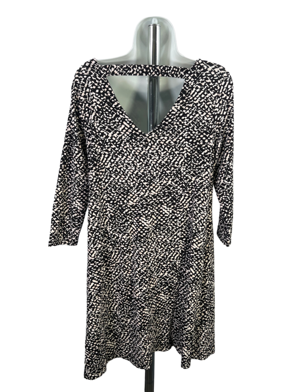 Loft Women's Black/Beige Cut-Out Back Elbow Sleeve Mini Dress - M image 2