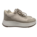 Dolce Vita Women's Taupe/Beige Crochet Knit Fredi Lace Up Sneakers - 9