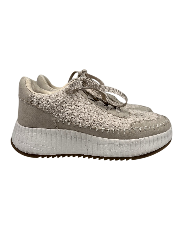Dolce Vita Women's Taupe/Beige Crochet Knit Fredi Lace Up Sneakers - 9