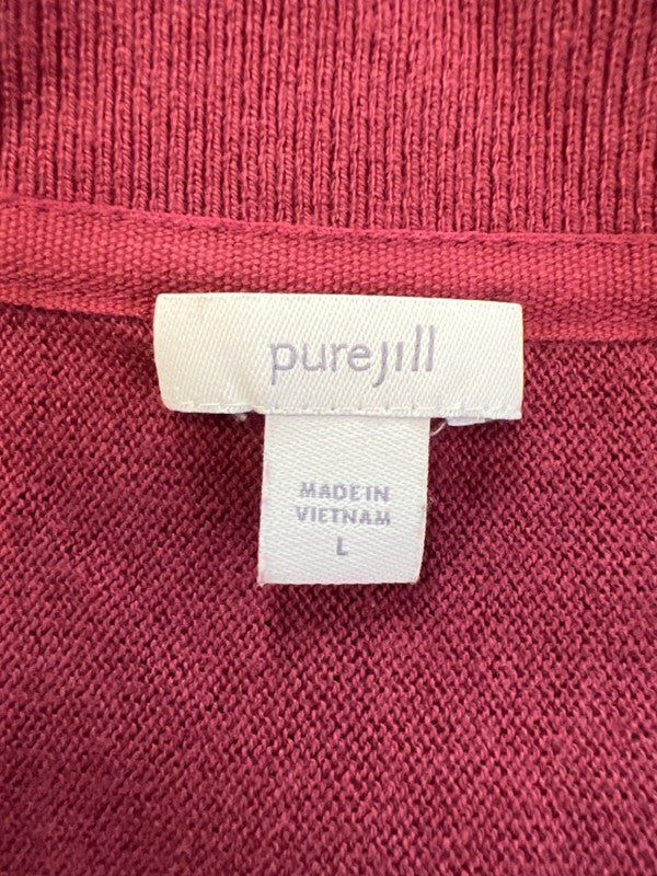 Pure J.Jill Women's Red 3/4 Sleeve V-Neck Sweater - L image 3