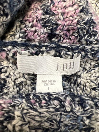 J.Jill Women's Purple/White Long Sleeve Crewneck Sweater - L image 3