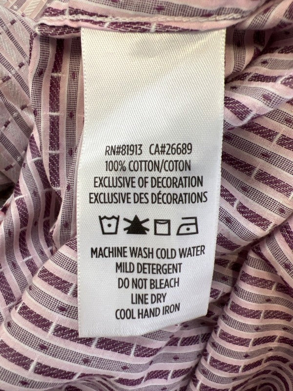 Robert Graham Men's Pink/Purple Striped Button Up Flip Cuff Dress Shirt - M image 4