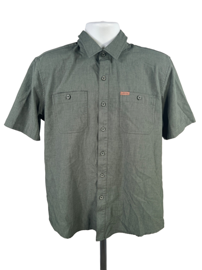Orvis Men's Green Woven Short Sleeve Button Up Tech Shirt - M