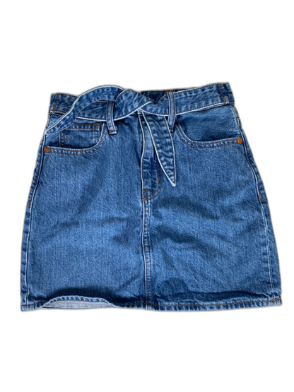 Madewell Women's Medium Wash Rigid Tie Front Denim Straight Jean Skirt - 24