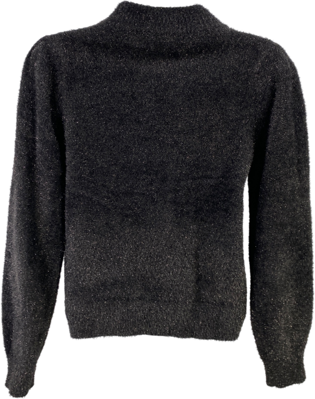 White House Black Market Women’s Black Metallic Mock Neck Sweater - S image 2
