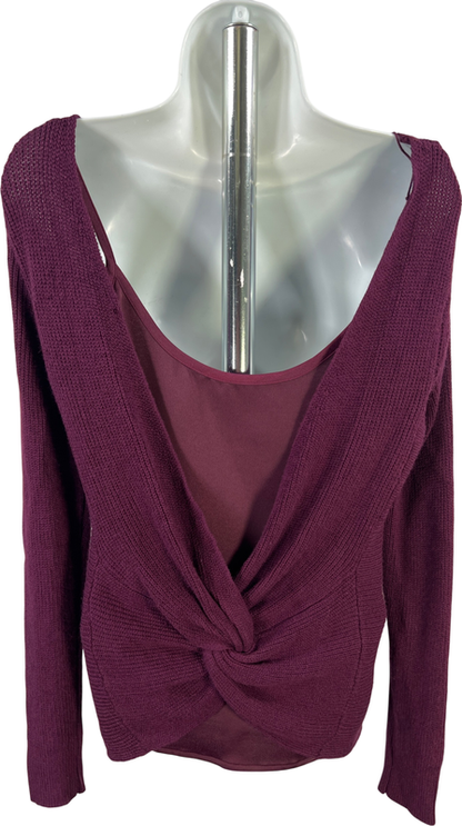 White House Black Market Women’s Purple Open Back Satin Lined Sweater - S image 3