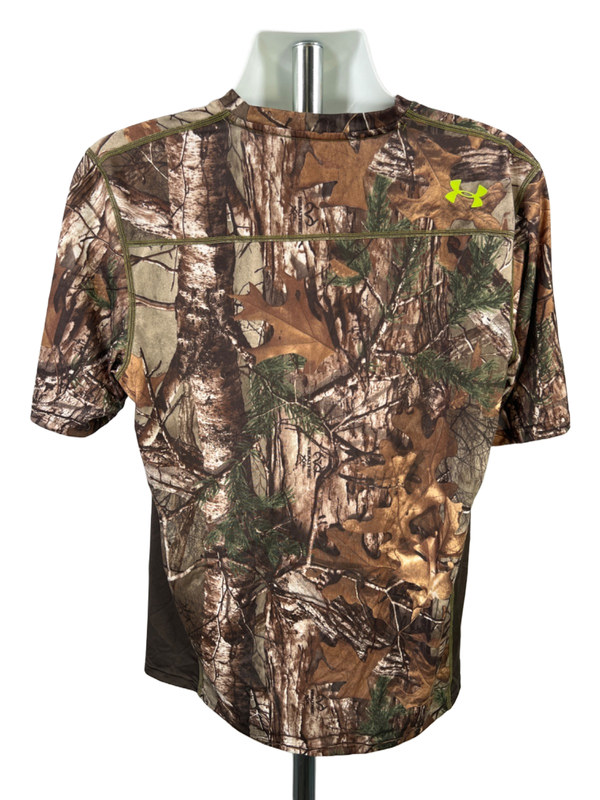 Under Armour Men's Brown Camo HeatGear Scent Control Fitted Athletic Shirt - XL image 2