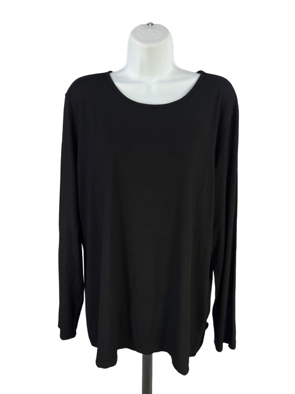 Chico's Women's Black Scoop Neck Long Sleeve Tee Shirt - 3/US XL