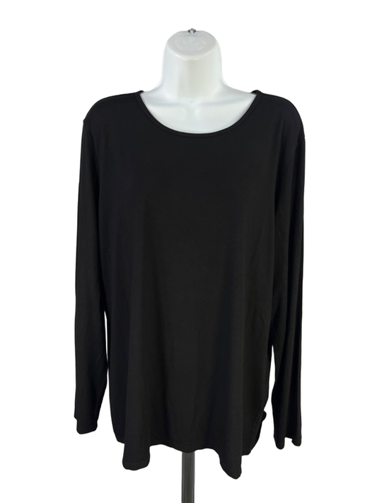 Chico's Women's Black Scoop Neck Long Sleeve Tee Shirt - 3/US XL